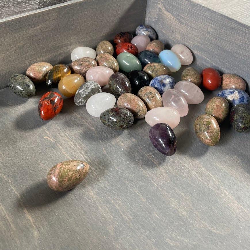 Assorted polished gemstone eggs wholesale lot