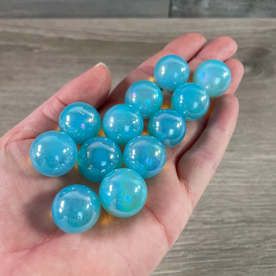 Blue aura metaphysical crystal spheres