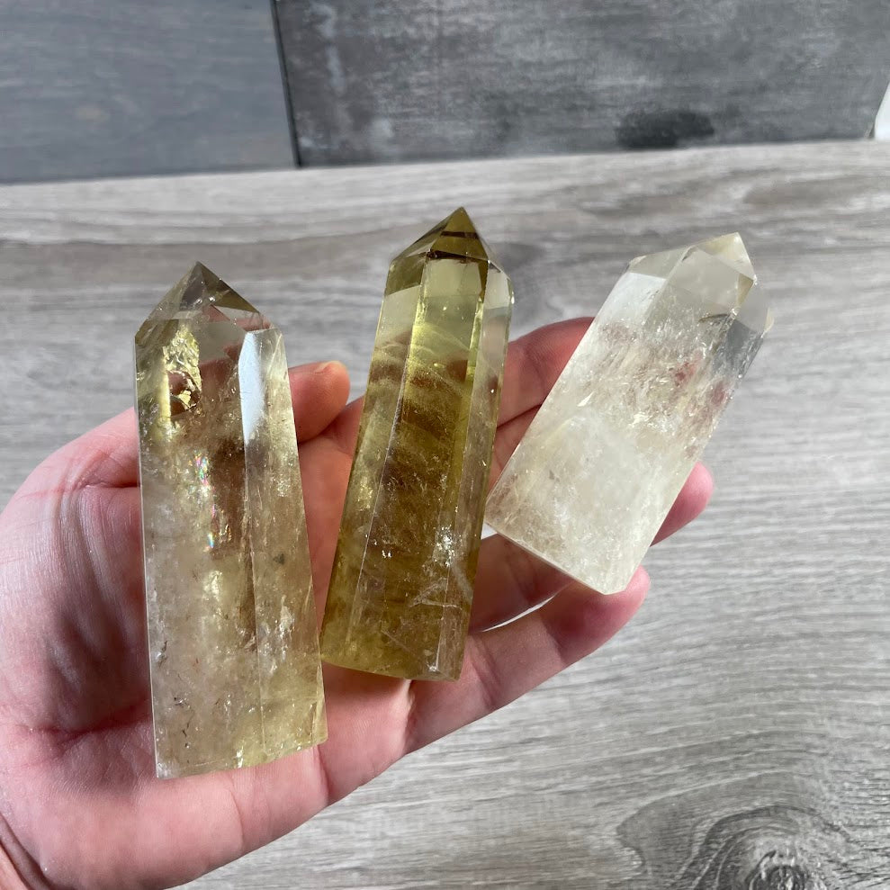 Lemon citrine healing crystal towers stone obelisks