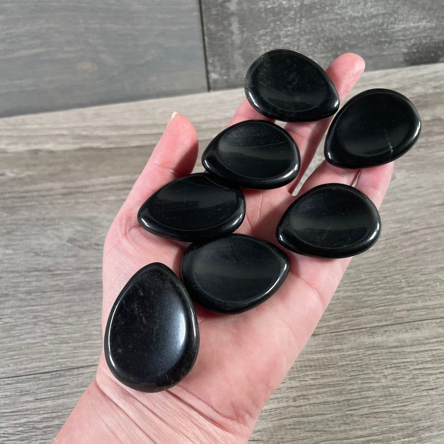 obsidian polished crystal palm stones for healing and meditation