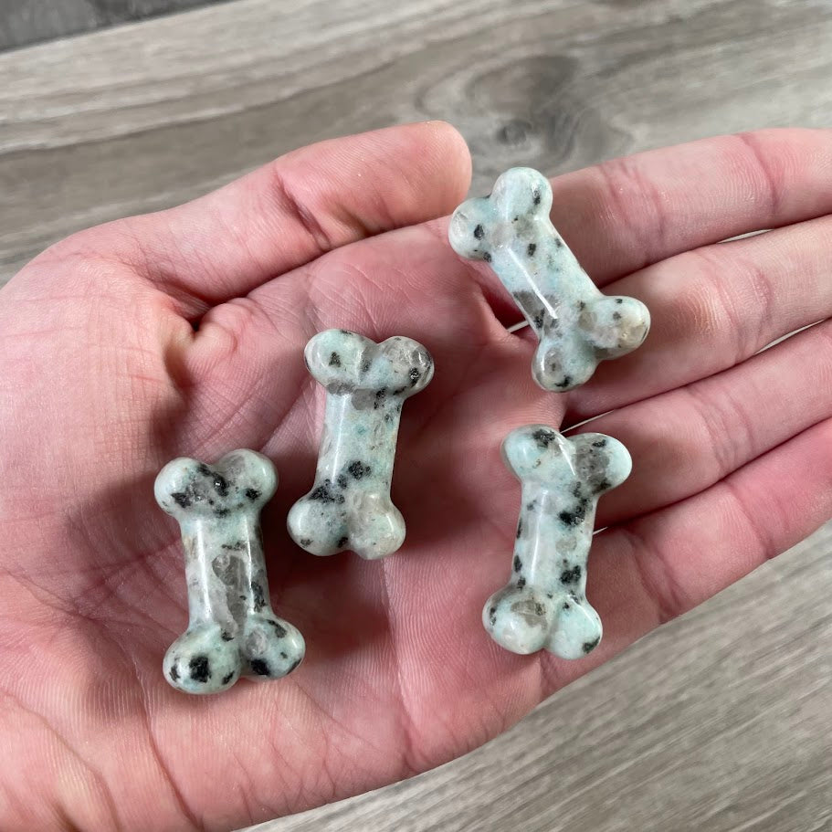 Gemstone Dog Bone Figurine –Small Crystal Carving, Gift Shop