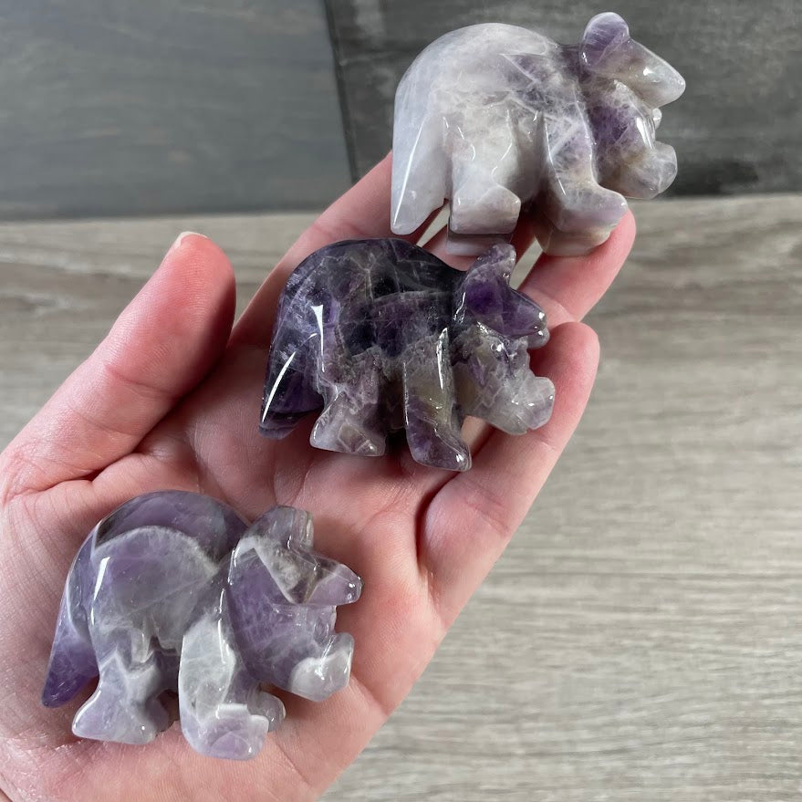 Amethyst medium crystal triceratops decor for gift shops and displays