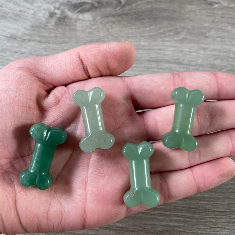 Gemstone Dog Bone Figurine –Small Crystal Carving, Gift Shop