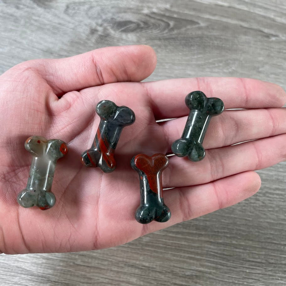 Gemstone Dog Bone Figurine –Small Crystal Carving, Gift Shop