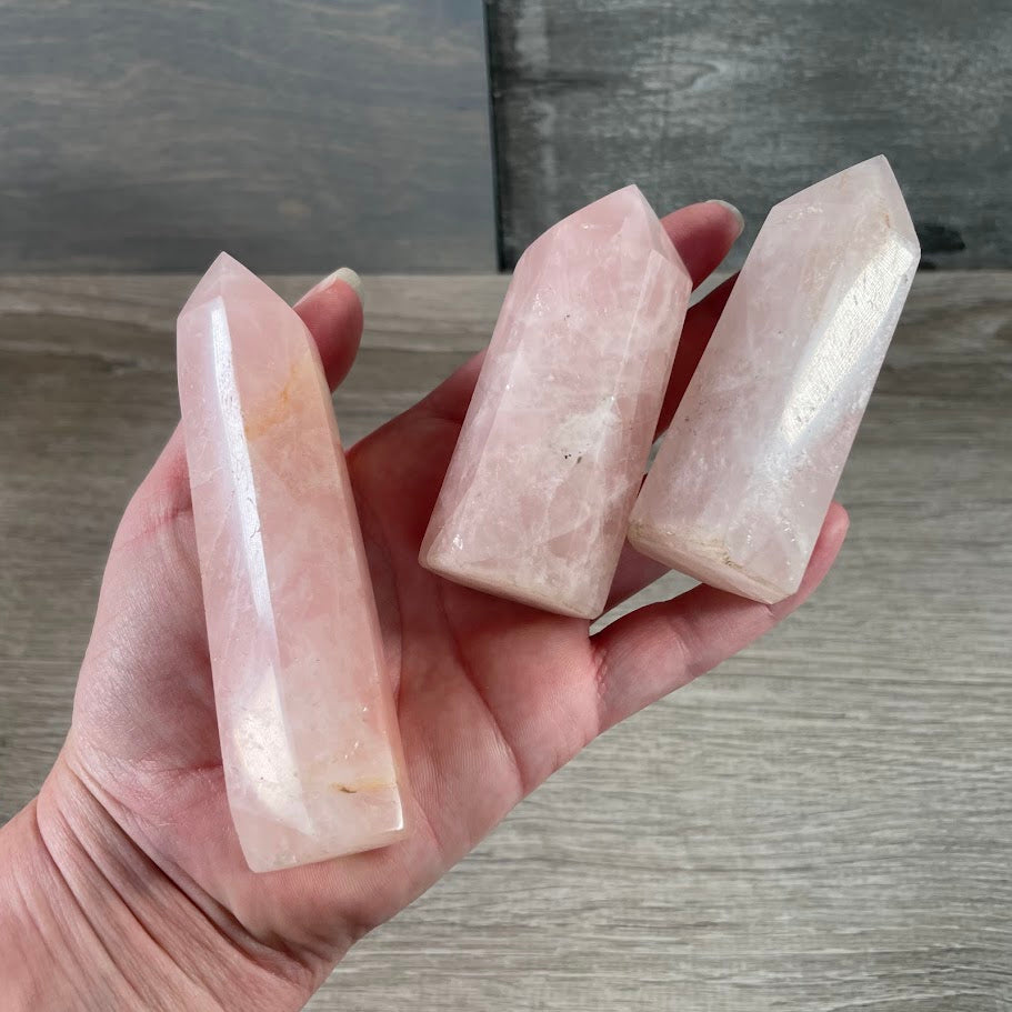 Rose quartz gemstone obelisks bulk healing crystals inventory