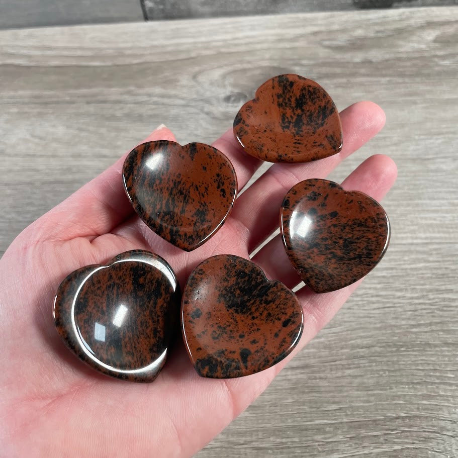 mahogany obsidian spiritual gift heart shaped worry stones