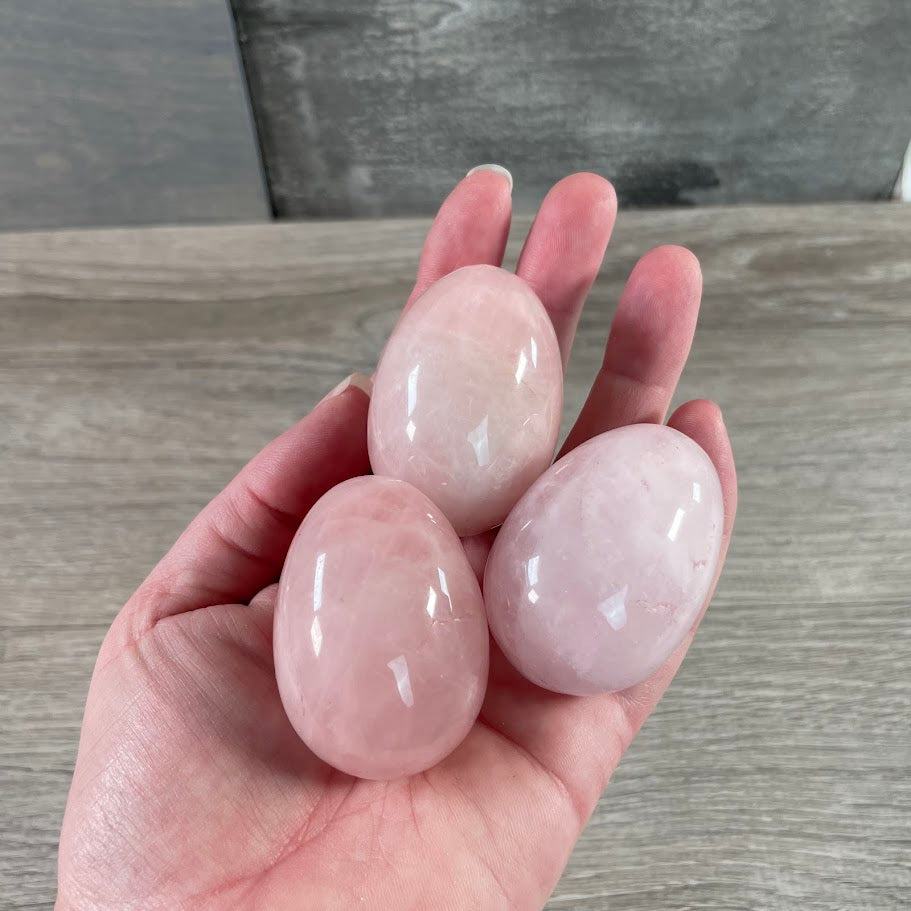 rose quartz polished gemstone egg for spiritual gift shops