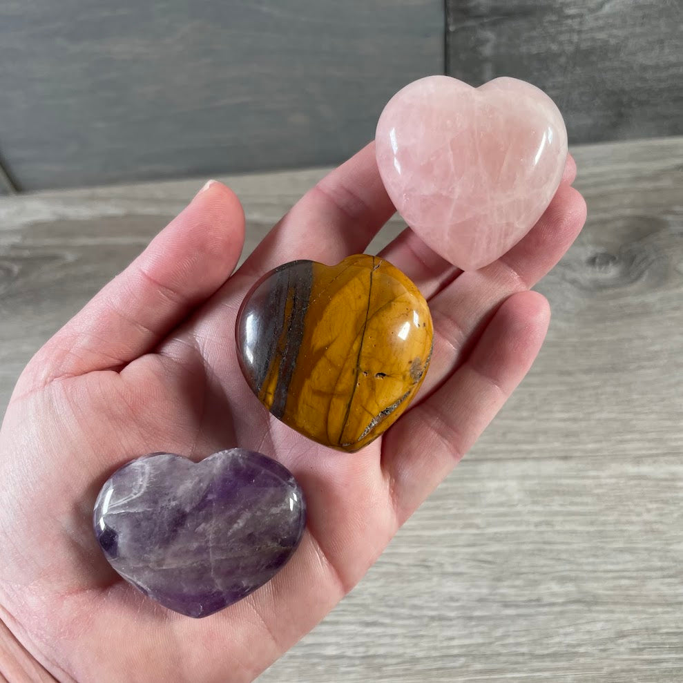 Large carved crystal hearts for wholesale gift retailers