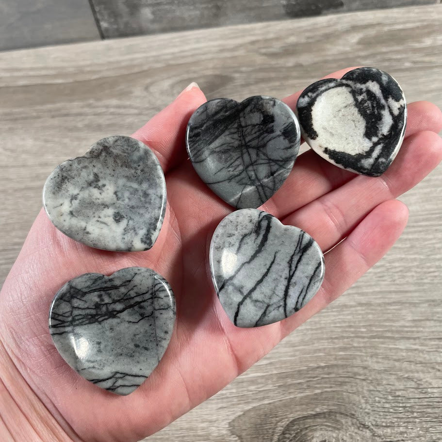spider web jasper heart worry stone wholesale