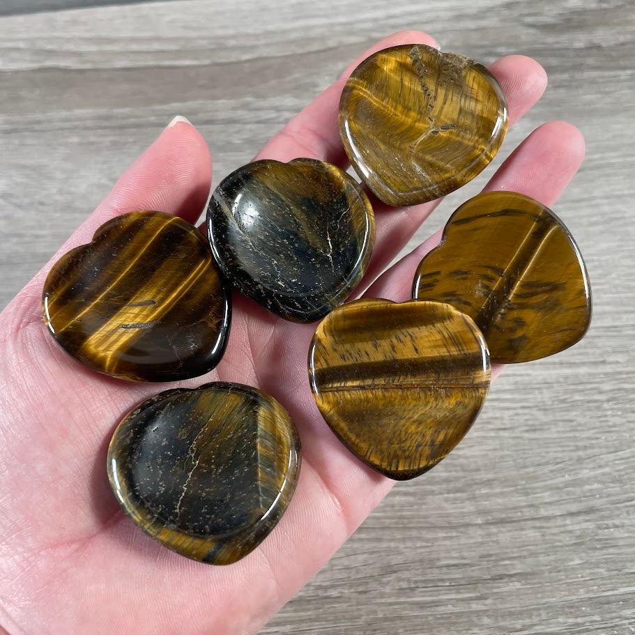 tiger eye heart crystal pocket stone