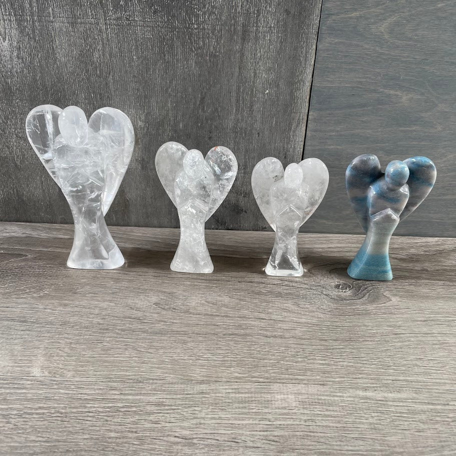 Assorted gemstone angel figurines in bulk