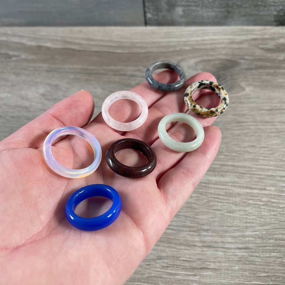Natural gemstone rings assortment for retail shops and metaphysical stores