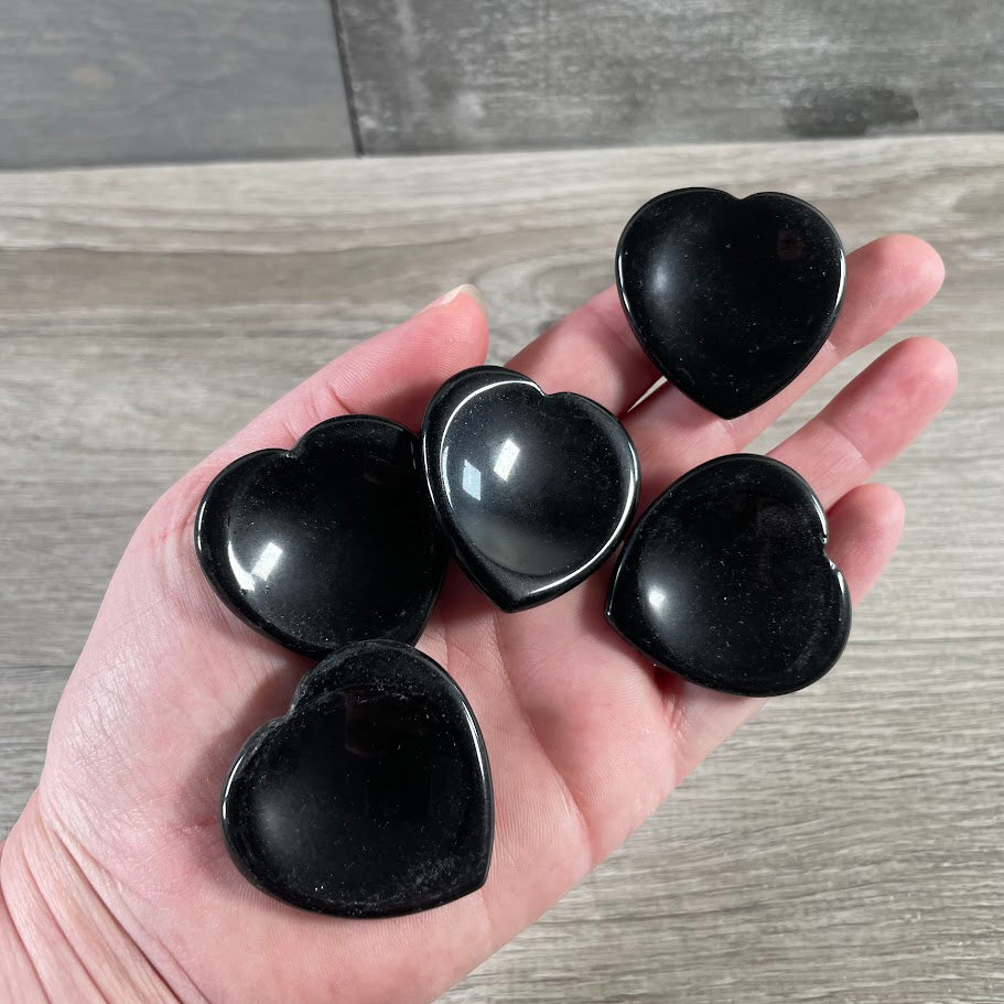 black obsidian heart stone bulk lot
