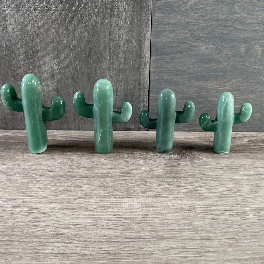 Green aventurine cactus carvings bulk lot