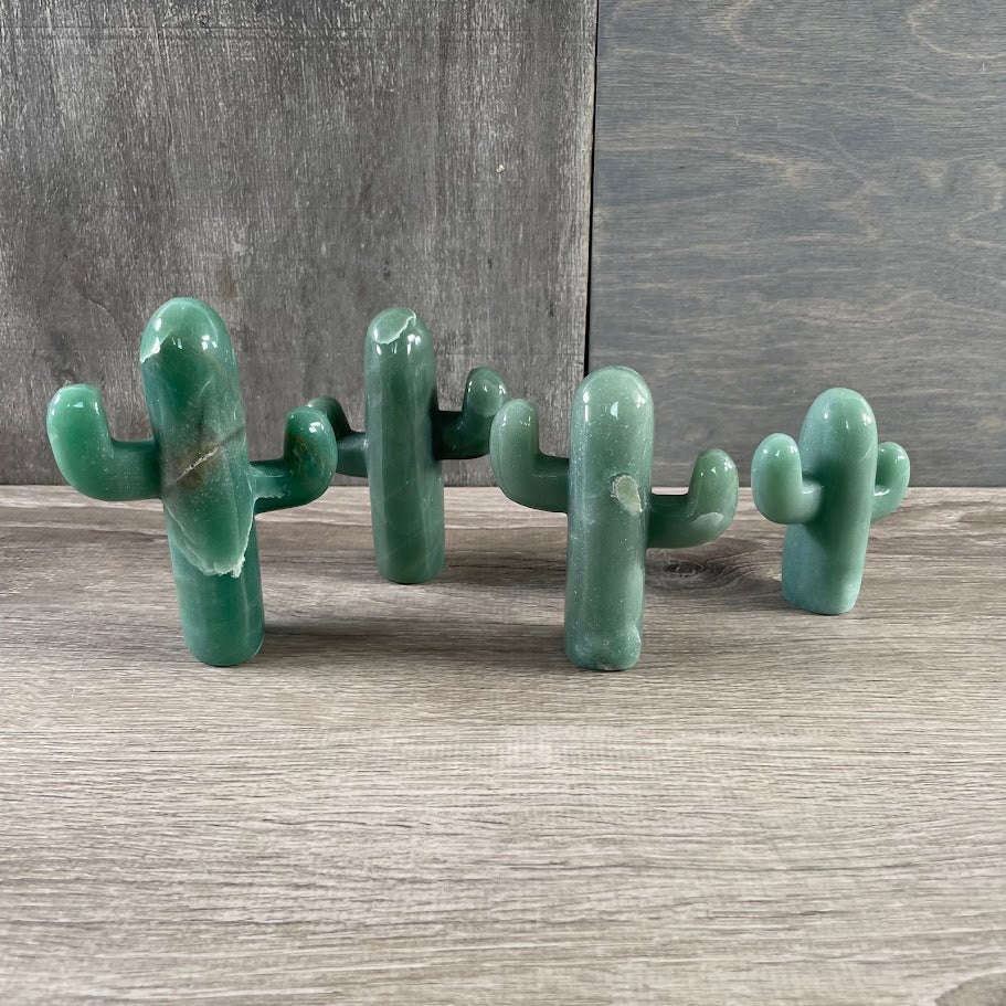 Green aventurine cacti carvings for resale
