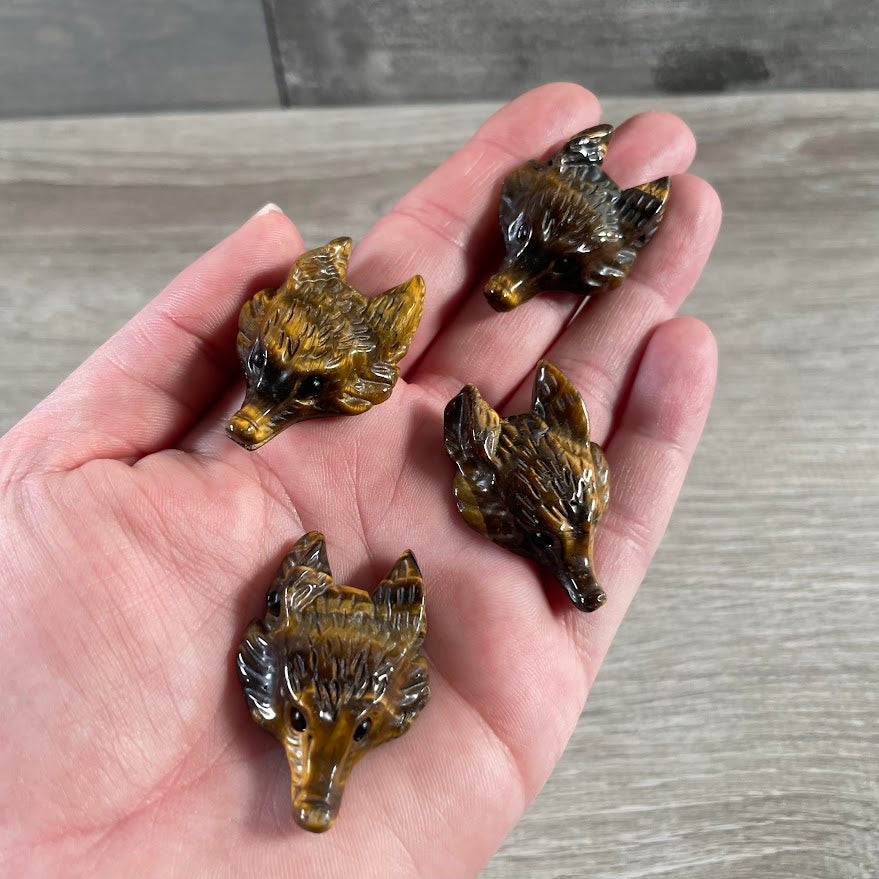 Tiger eye fox head crystal pendant metaphysical gemstone jewelry