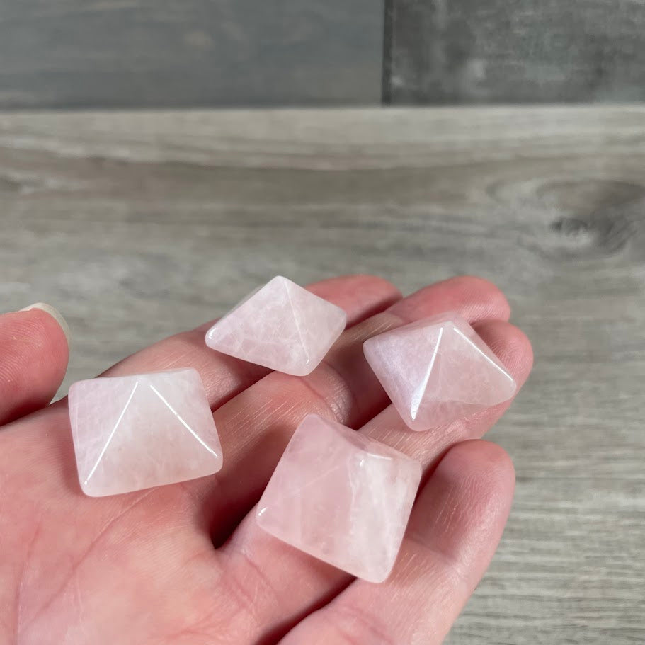 rose quartz gemstone pyramid healing stone for crystal grid