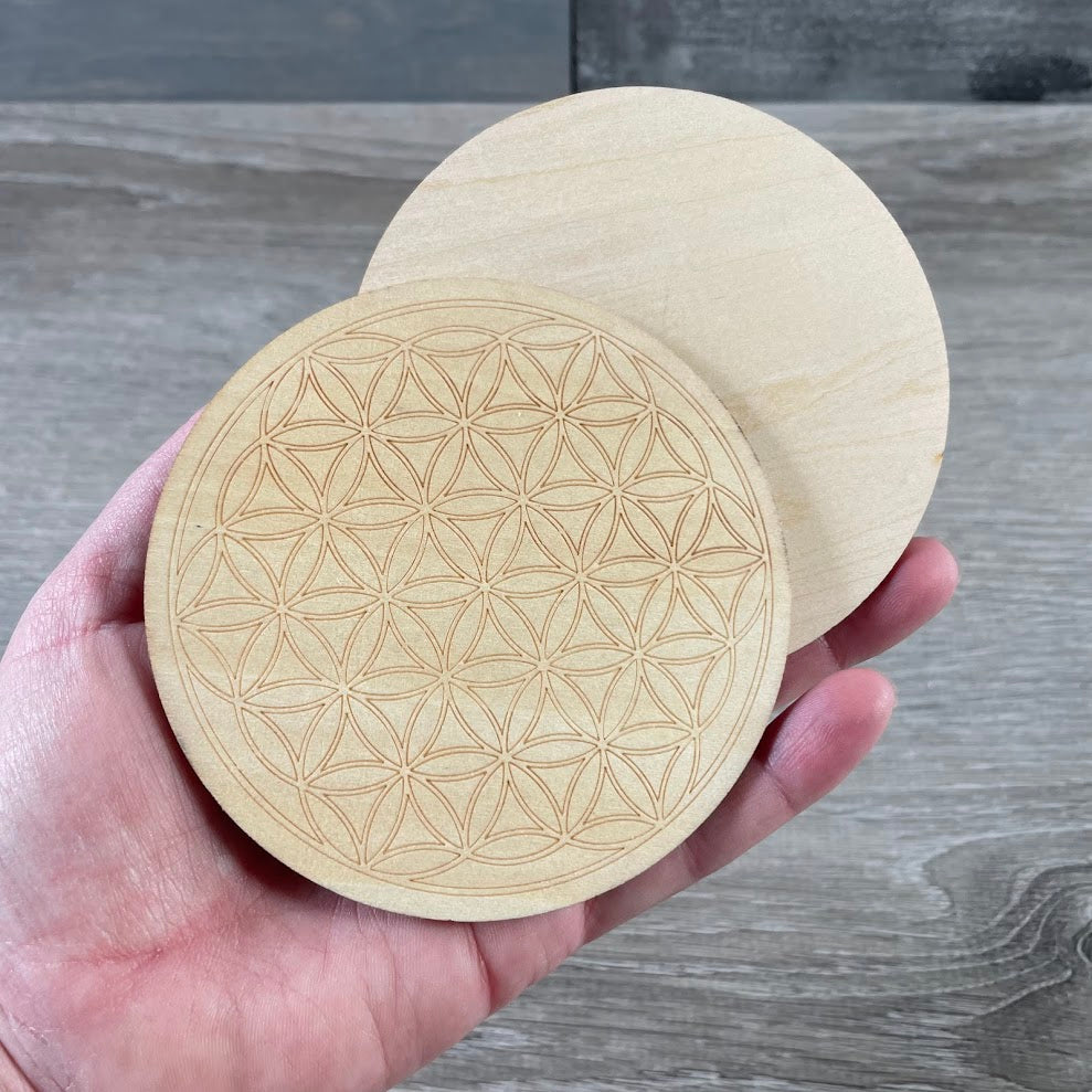 Wood Crystal Grid Plate for – Sacred Display for Crystals