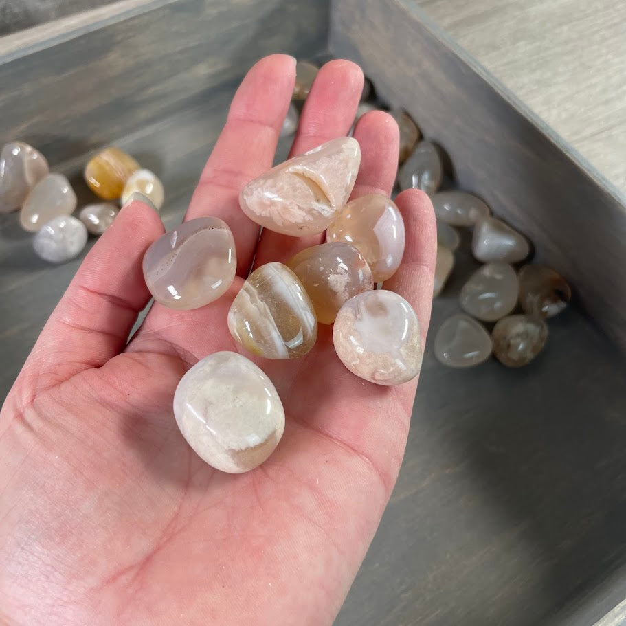 bulk polished flower agate for metaphysical stores