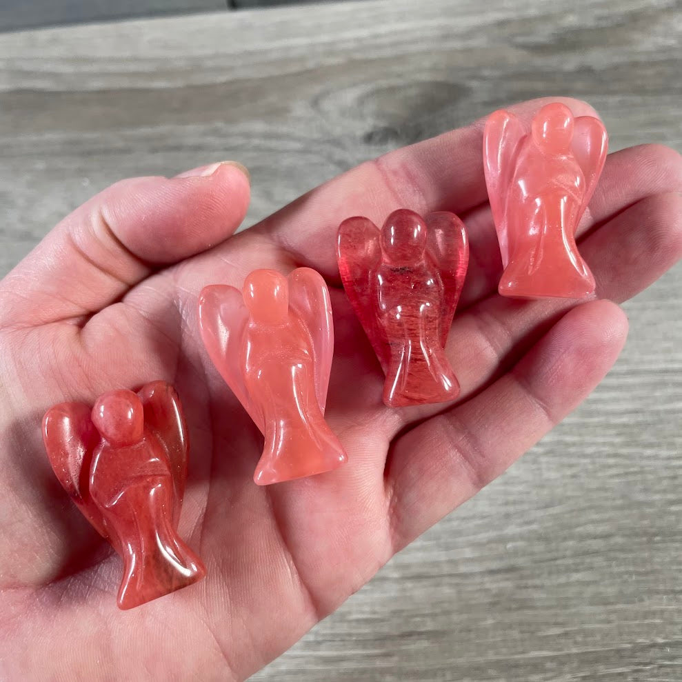 cherry quartz chakra healing crystal angel figurine