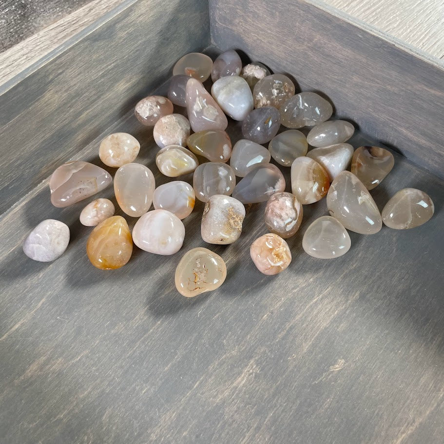 Wholesale Flower Agate Tumbled Stones - 1 LB Bulk Lot