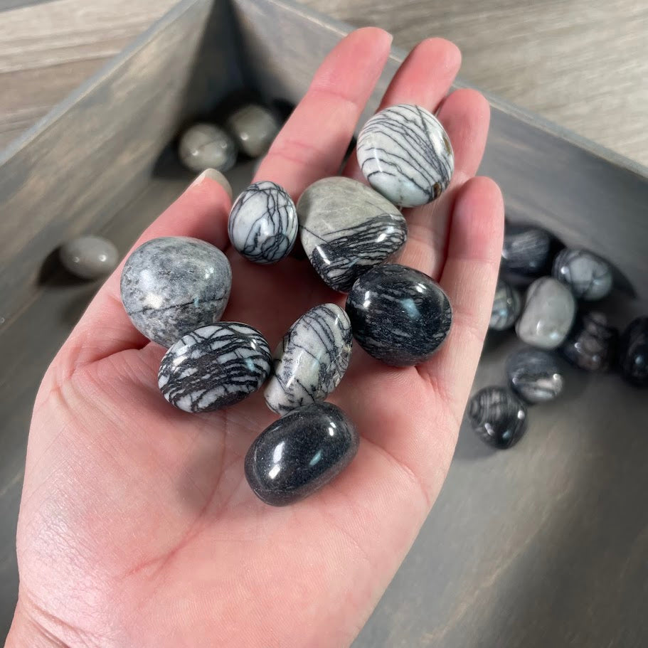 natural spider web jasper polished crystal stones bulk