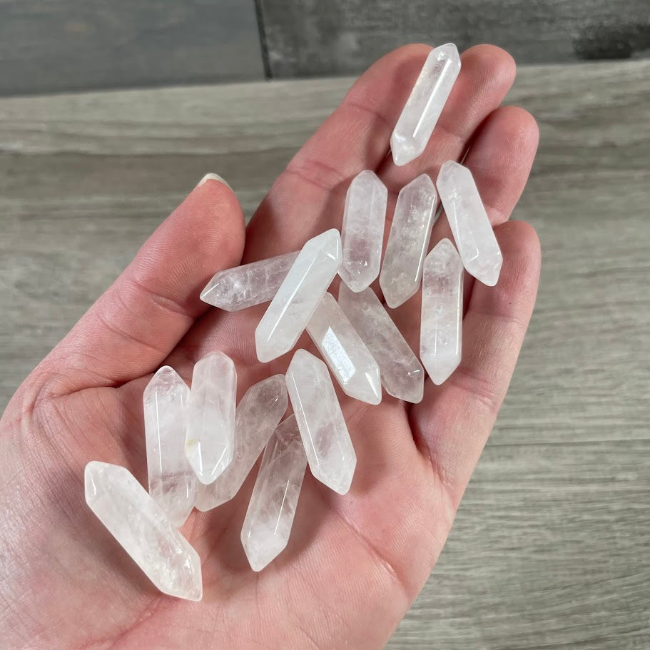 Small Gemstone Double Terminated Carved Crystal Wands