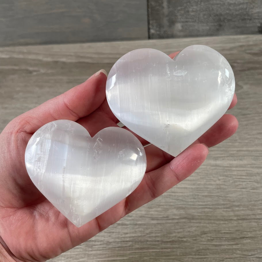 white selenite large polished heart for gift shops