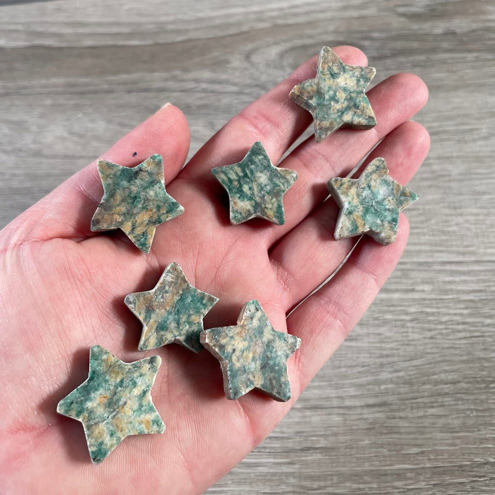 amazonite unique hand carved stone stars natural crystal display