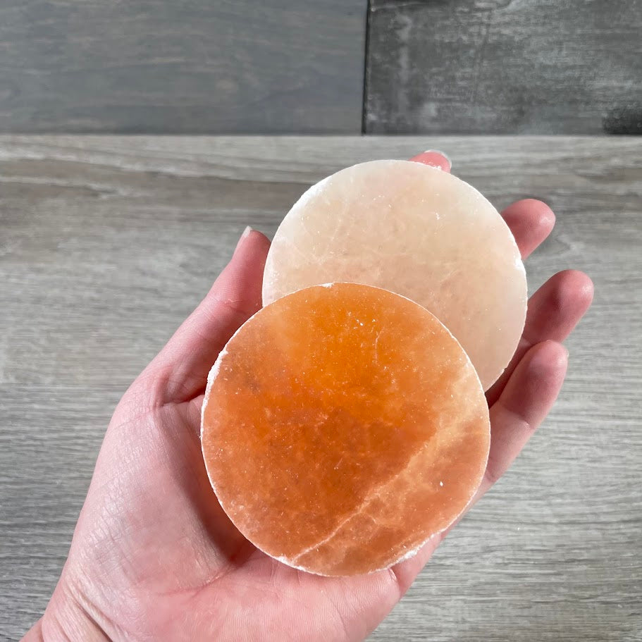 orange selenite round wholesale selenite slab for recharging crystals polished energy plate