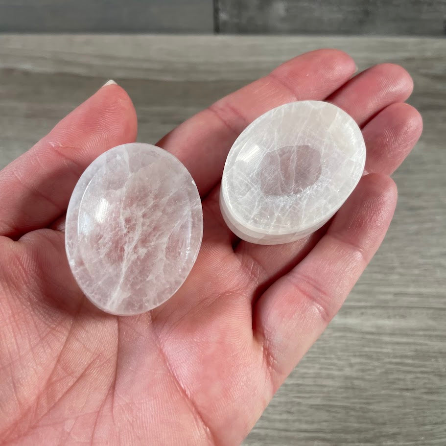 Selenite pocket stones polished for spiritual cleansing