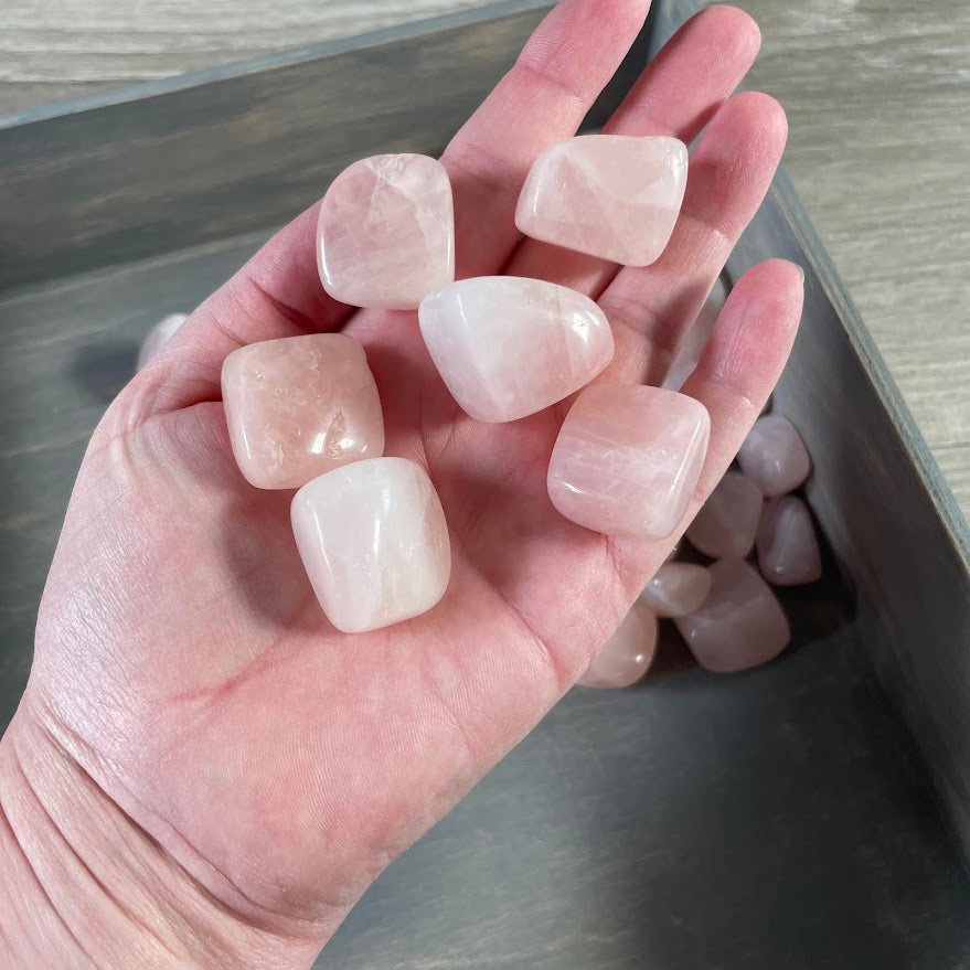 Bulk rose quartz tumbled stones for jewelry making crafts and decor