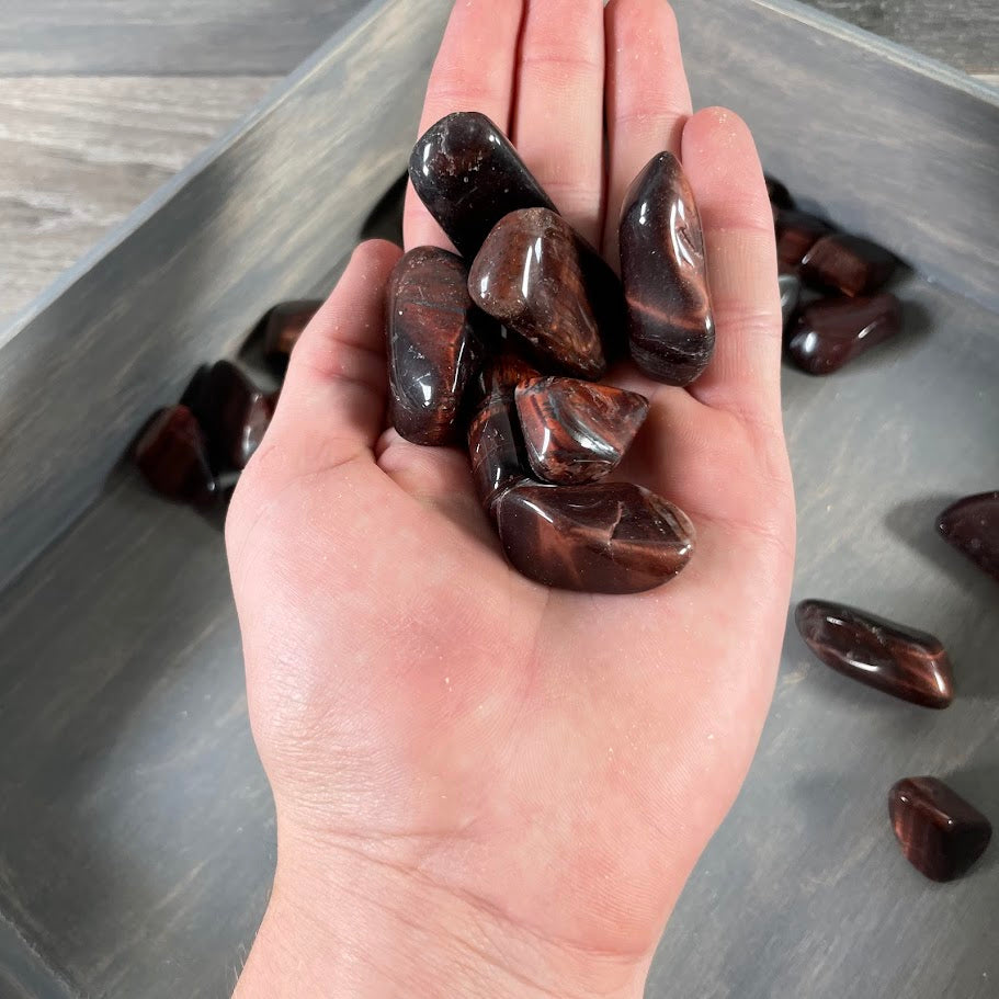 Red Tiger's Eye tumbled stones in 1 lb bulk lot for wholesale