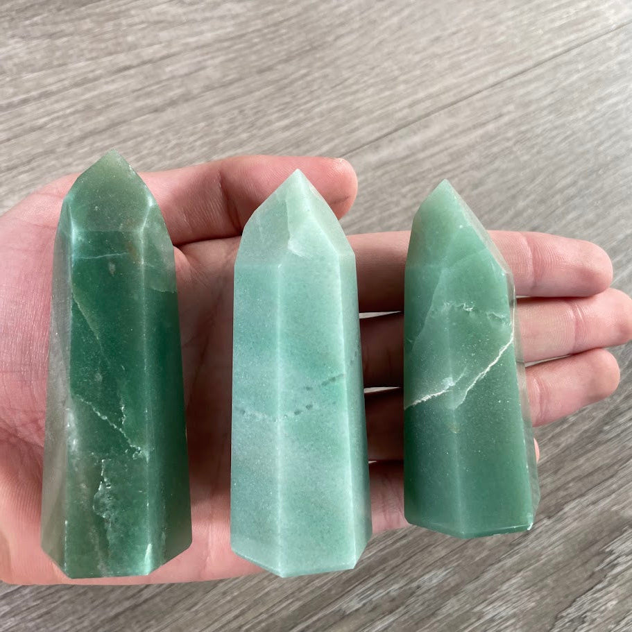 Green Aventurine obelisks for wholesale crystal shops and metaphysical retailers