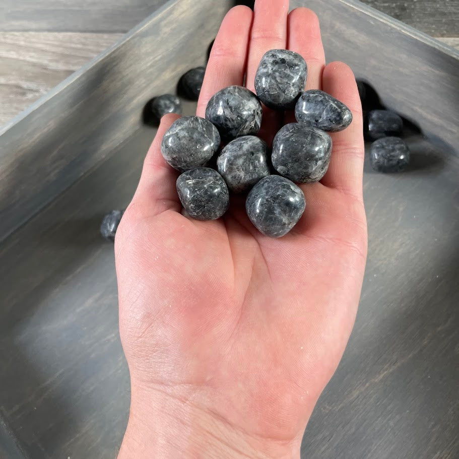 Grounding and protective Larvikite tumbled stones for resale