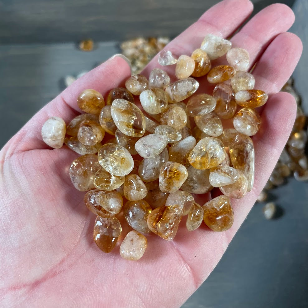 Bulk tiny Citrine tumbled stones for spell jars, crystal confetti, and DIY crafts