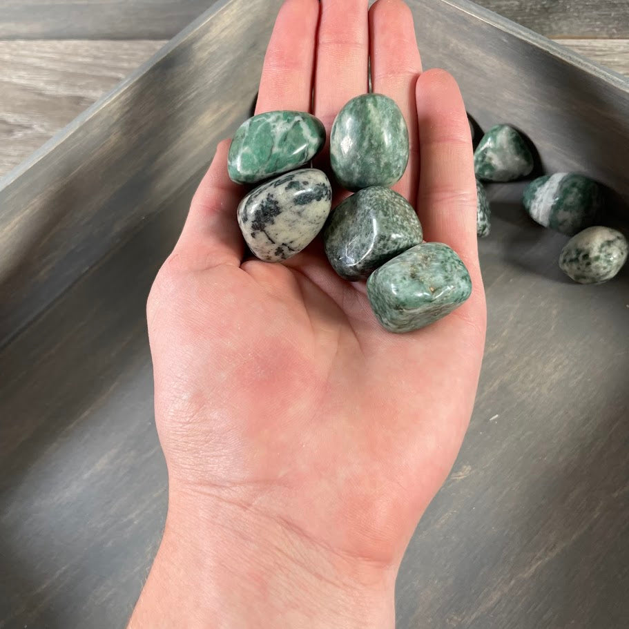 Green China Jade crystals tumbled and polished – Ideal for crystal retailers