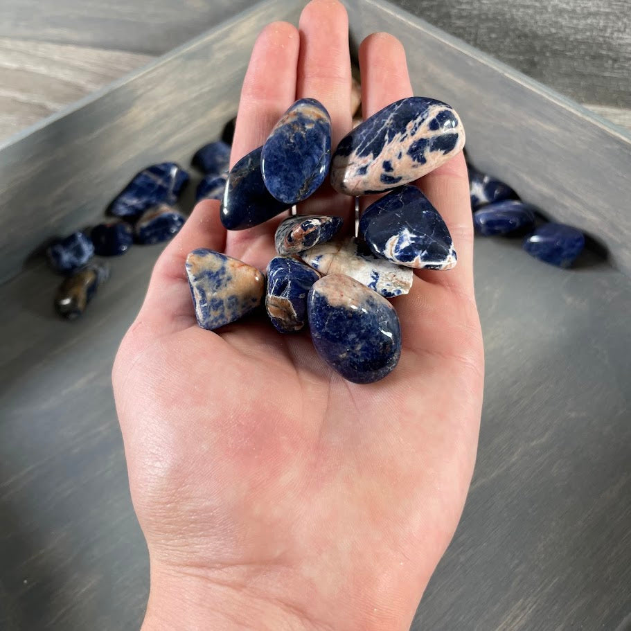 blue sodalite tumbled crystal mix bulk resale