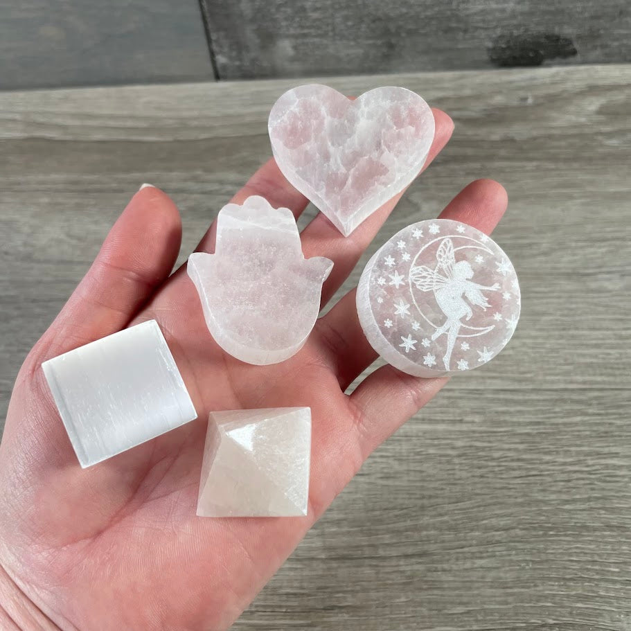 Assorted Selenite small polished stones wholesale cleansing crystals