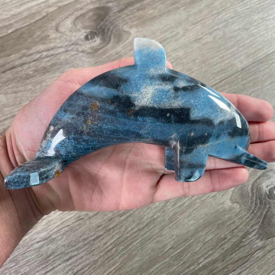 Large Trollite Dolphin Figurines - Wholesale Hand-Carved Crystal Statues