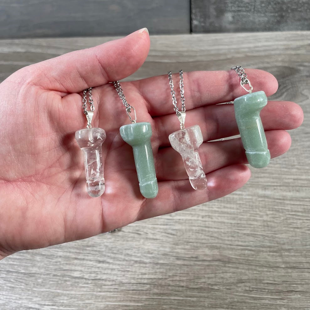 Wholesale phallic symbol stone pendant necklace with metal chain