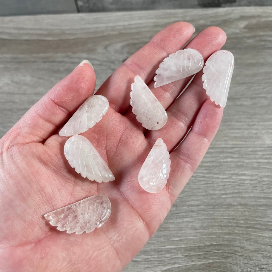 clear quartz natural stone angel wing beads for resale