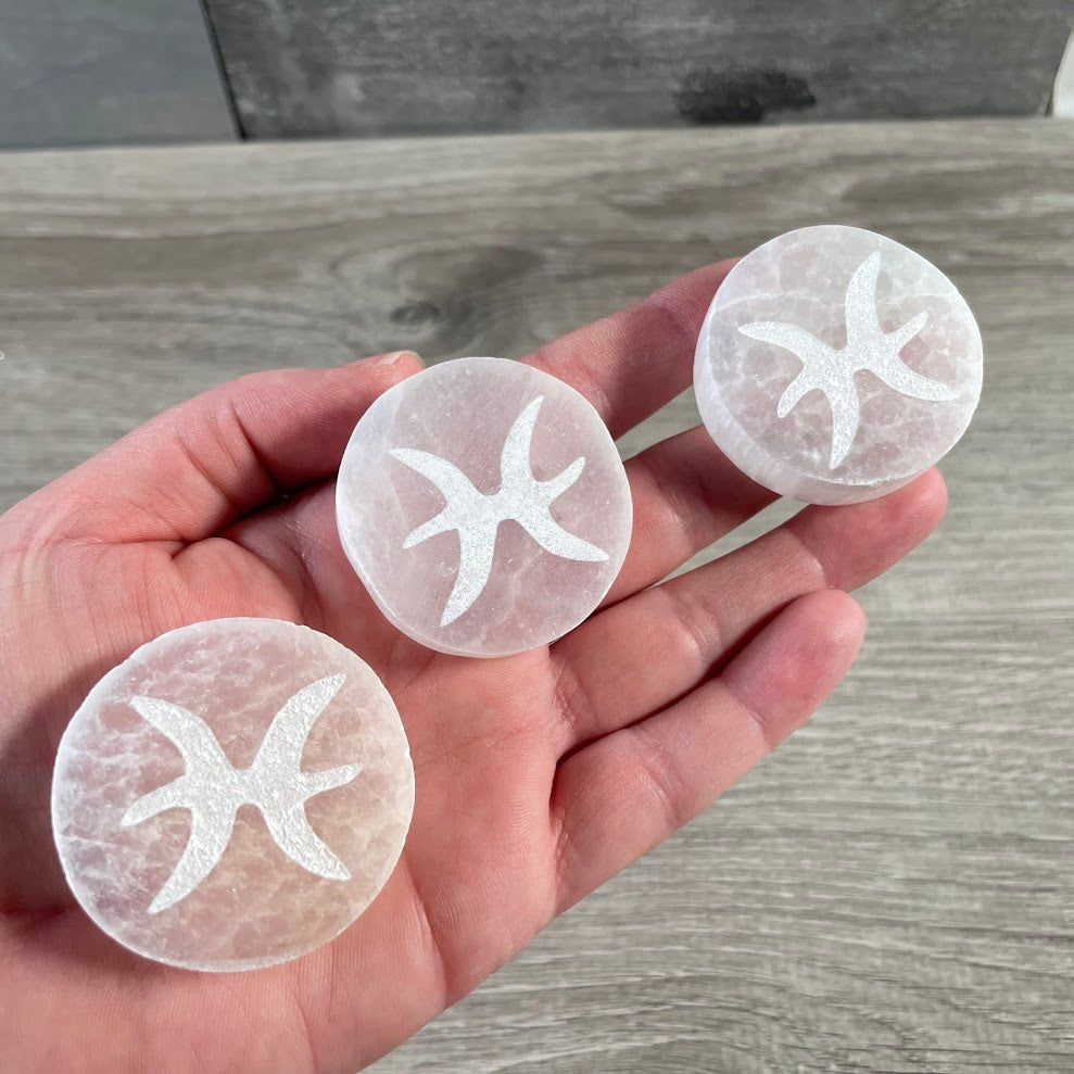 pisces engraved selenite plate bulk