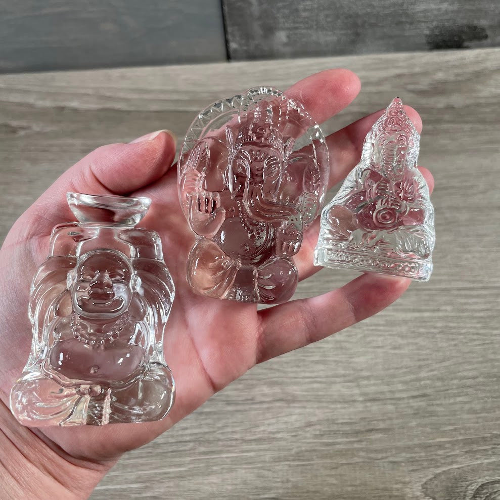 Wholesale Glass spiritual figurines featuring Buddha and Ganesha designs
