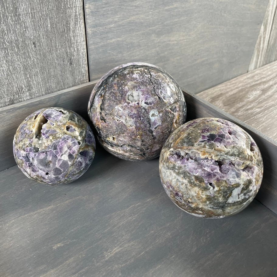 Fluorite vug spheres for new age shops