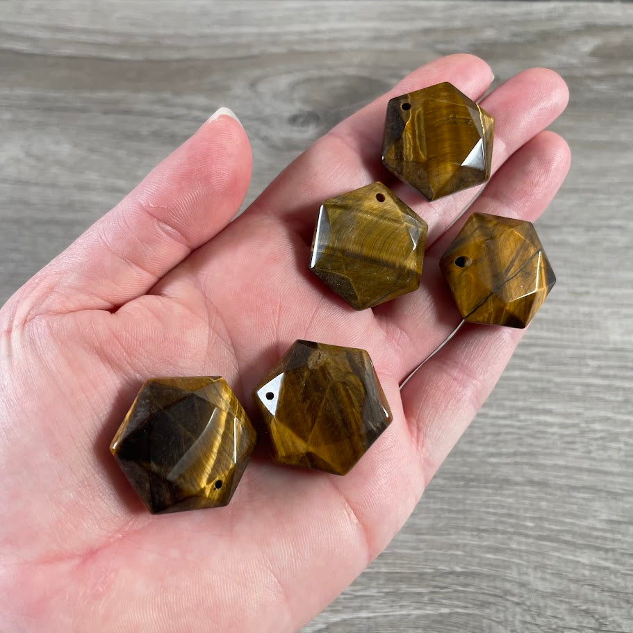 tiger eye polished natural gemstone Star of David bead wholesale