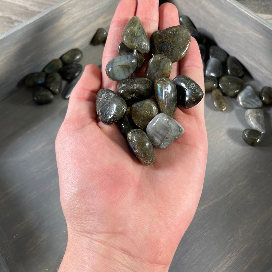Bulk labradorite tumbled stones for retail and energy work