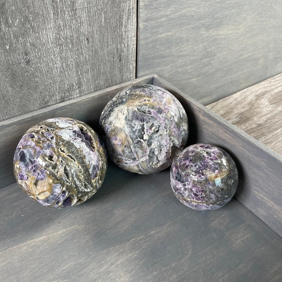 Fuorite vug spheres metaphysical healing.