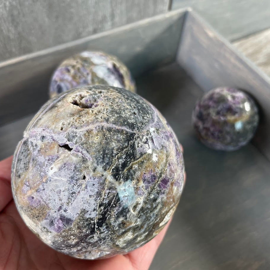Fluorite vug spheres in bulk.