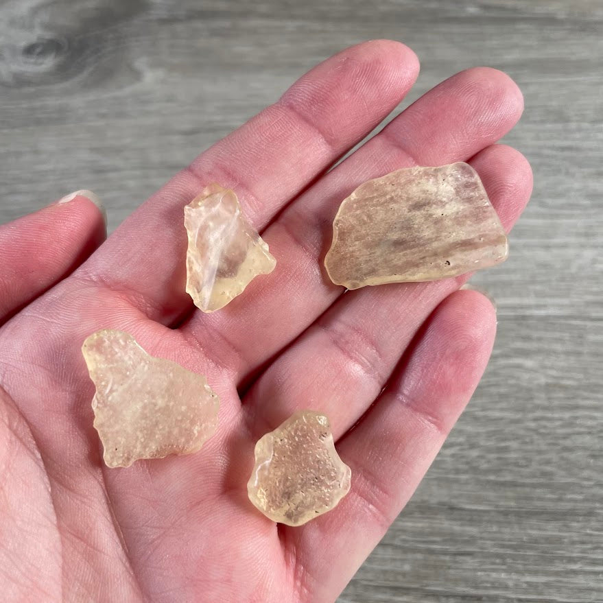 Natural Libyan Desert Glass pieces yellow impact glass Sahara rock shop supply